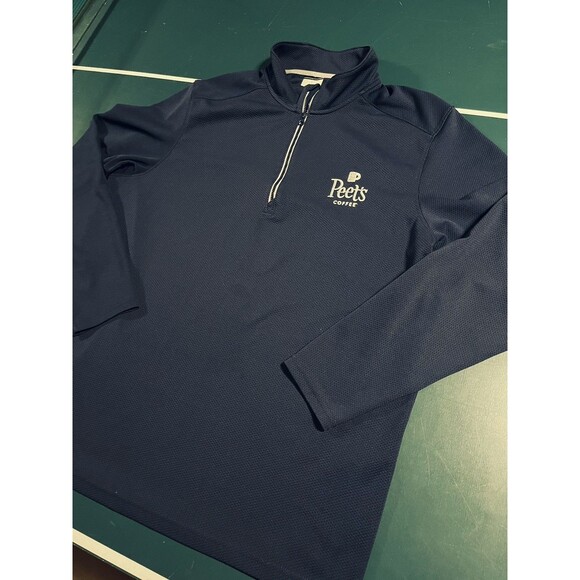 RARE Peet’s Coffee Logo 1/4 Zip Long Sleeve Performance Shirt LARGE Employee - Picture 3 of 8